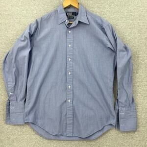Polo Ralph Lauren Button Up Shirt Mens 15 Blue Check Long Sleeve Chatfield